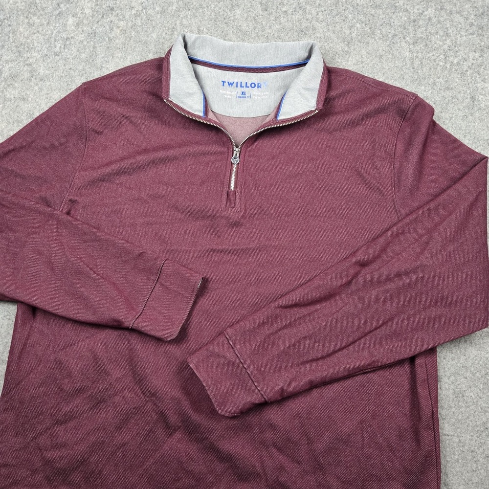 Twillory Sweatshirt Mens XL Red 1\4‎ Zip Tailored Fit Stretch Golf Performance